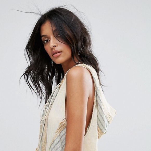 $108 Free People ALL RIGHT NOW Mini Sleeveless Hooded BOHO Dress Sz S XS - Picture 6 of 12